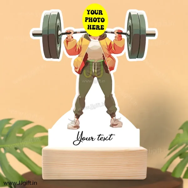 Barbell ligfting standee gift for female, Caricature gift for barbell lifting girl - Image 3