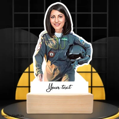 Caricature Gift for Fighter Plane Female Pilot, Present for Air Force Lady