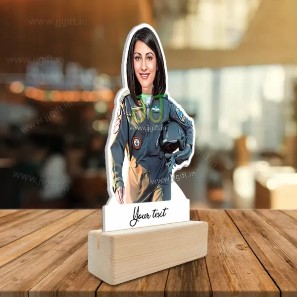 Caricature Gift for Fighter Plane Female Pilot, Present for Air Force Lady - Image 2