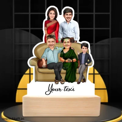 Family photo cartoon gift with 1 boy