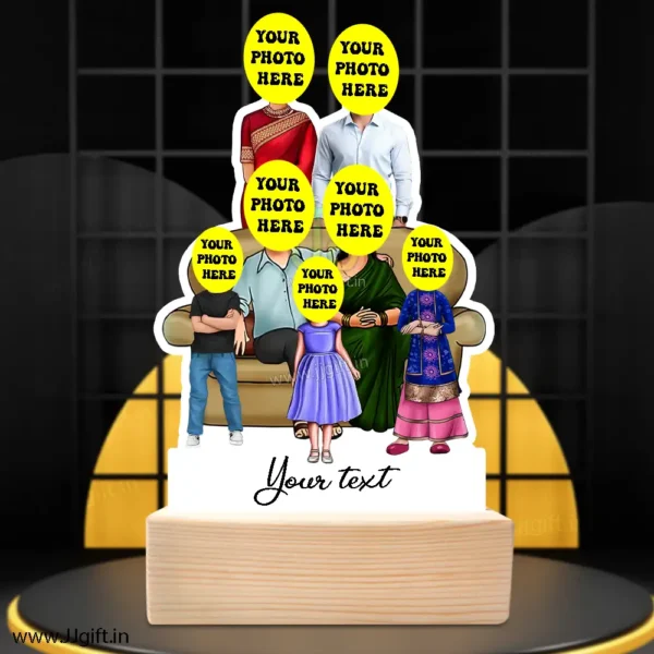 Family photo cartoon gift with 1 boy and 2 girl - Image 3