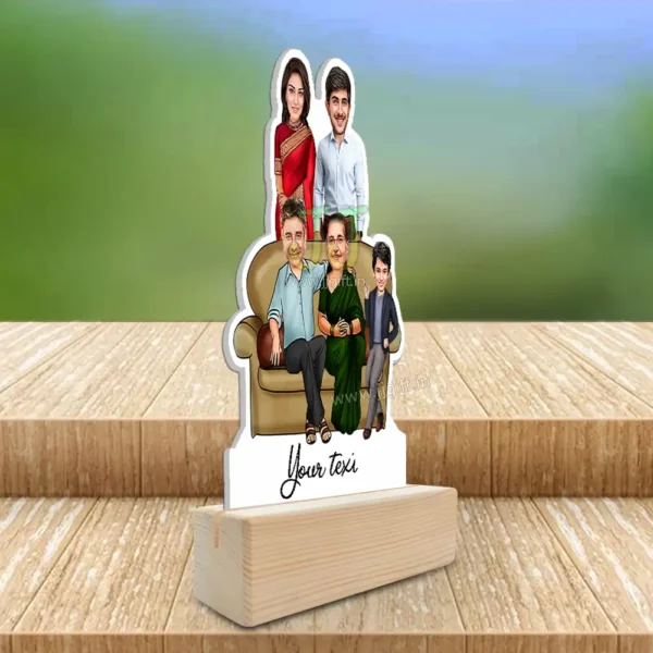 Family photo cartoon gift with 1 boy - Image 2