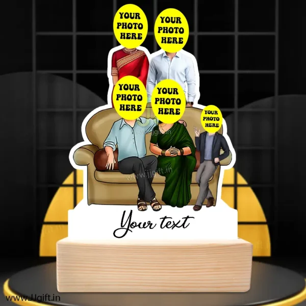 Family photo cartoon gift with 1 boy - Image 3