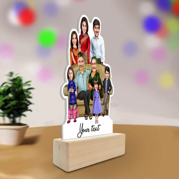 Family photo cartoon gift with 1 couple, 1 boy and 3 girl - Image 2