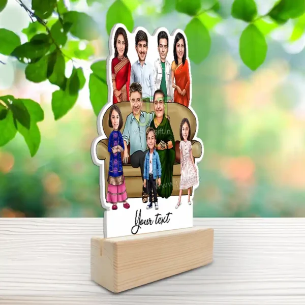 Family photo cartoon gift with 2 couple, 1 boy and 2 girl - Image 2