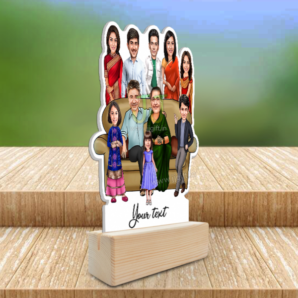 Family photo cartoon gift with 2 couple, 1 boy and 3 girl - Image 2