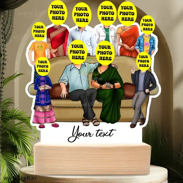 Family photo cartoon gift with 2 couple, 1 boy and 4 girl - Image 3