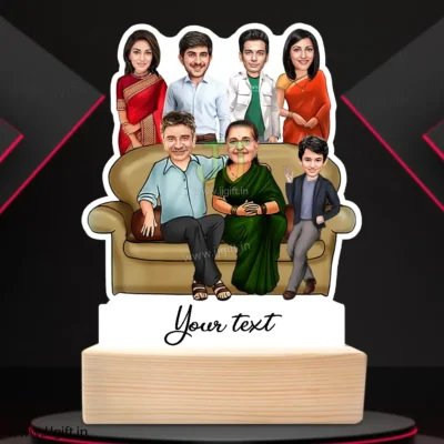 Family photo cartoon gift with 2 couple and 1 boy