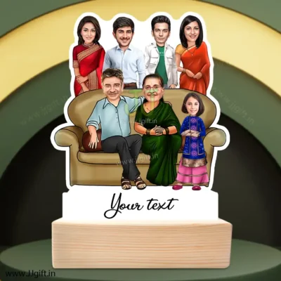 Family photo cartoon gift with 2 couple and 1 girl