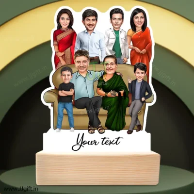 Family photo cartoon gift with 2 couple and 2 boy