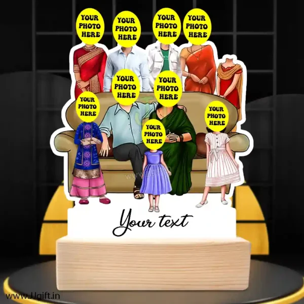 Family photo cartoon gift with 2 couple and 4 girl - Image 3