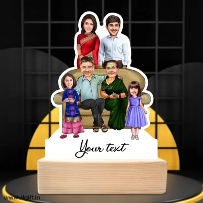 Family photo cartoon gift with 2 girl