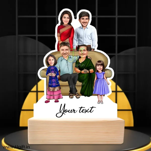 Family photo cartoon gift with 2 girl