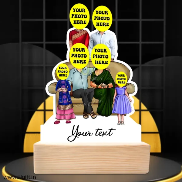 Family photo cartoon gift with 2 girl - Image 3
