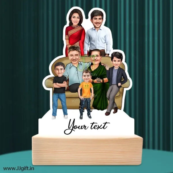 Family photo cartoon gift with 3 boy