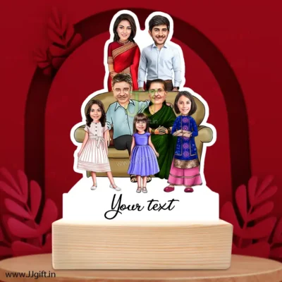 Family photo cartoon gift with 3 girl