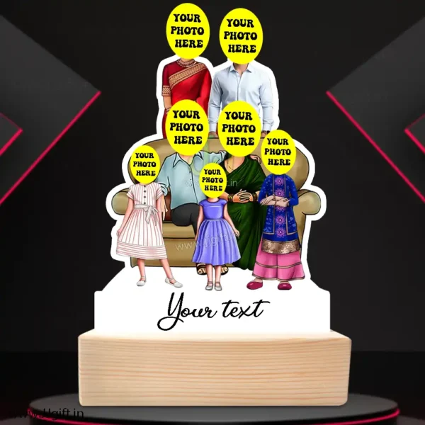 Family photo cartoon gift with 3 girl - Image 3