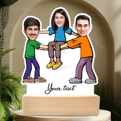 Funny standee caricature gift for 3 Besties, Personalized Brother and Sister Caricature gift