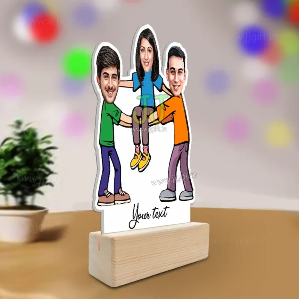 Funny standee caricature gift for 3 Besties, Personalized Brother and Sister Caricature gift - Image 2