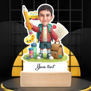 Gift For New School Going Boy, Acrylic Made Caricature Standee For Small Child