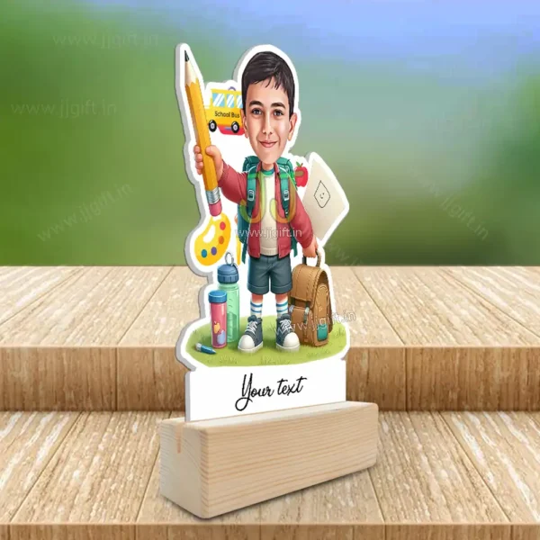 Gift For New School Going Boy, Acrylic Made Caricature Standee For Small Child - Image 2