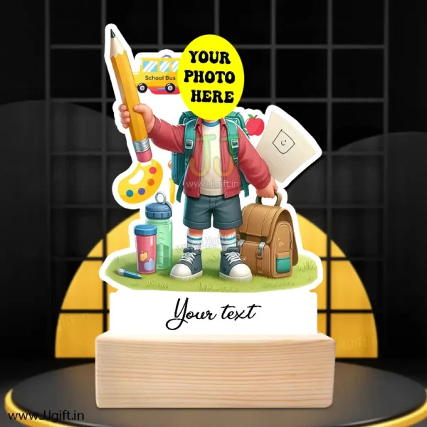 Gift For New School Going Boy, Acrylic Made Caricature Standee For Small Child - Image 3