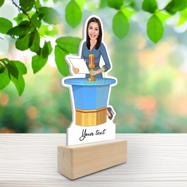 Girl Anchoring in Event caricature standee gift - Image 2