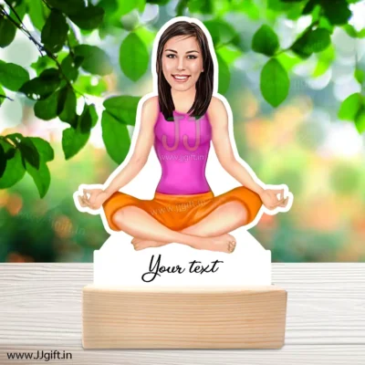 Inhale -Exhale doing lady standee gift, Caricature gift for meditation lover lady