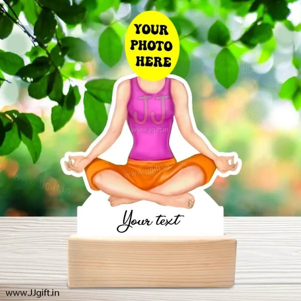 Inhale -Exhale doing lady standee gift, Caricature gift for meditation lover lady - Image 3