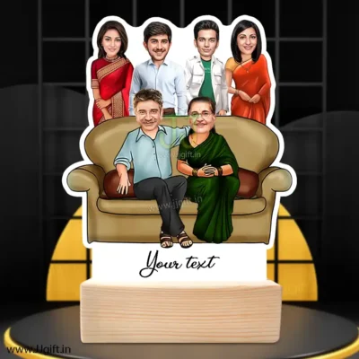 Family Photo Cartoon Gift With 2 Couple