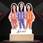 Three Female Girl Standing Caricature Gift