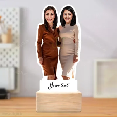 2 Female Colleague Caricature In Stylish Outfit, Personalized Present For Stylish Female Duo