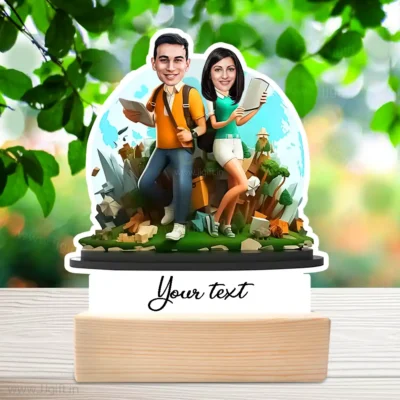 Unique Caricature Gifts For Travel Lovers, Personalized World Tour Travelling Standee Gift