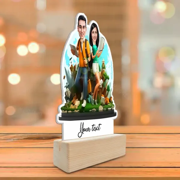 Unique Caricature Gifts For Travel Lovers, Personalized World Tour Travelling Standee Gift - Image 2