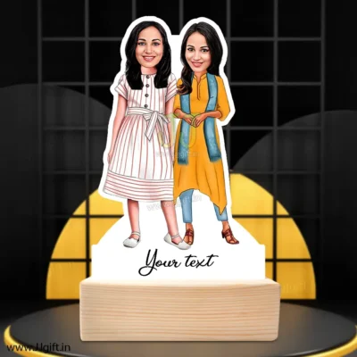 Caricature Gift Ideas For Best 2 Female Friend, Unique Standee Gift For Female Friend