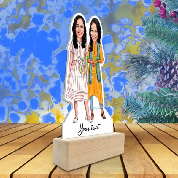 Caricature Gift Ideas For Best 2 Female Friend, Unique Standee Gift For Female Friend - Image 2
