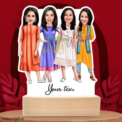 Caricature Gift Ideas For Best 4 Female Friend, Unique Standee Gift For Female Friends