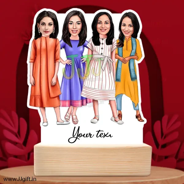 Caricature Gift Ideas For Best 4 Female Friend, Unique Standee Gift For Female Friends