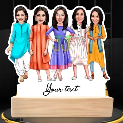 Caricature Gift Ideas For Best 5 Female Friend, Unique Standee Gift For Female Friends
