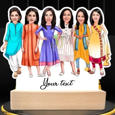 Caricature Gift Ideas For Best 6 Female Friend, Unique Standee Gift For Female Friends