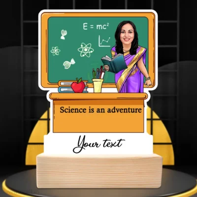 Custom Science Teacher Caricature Standee, Personalized Gift for Female Science Educators