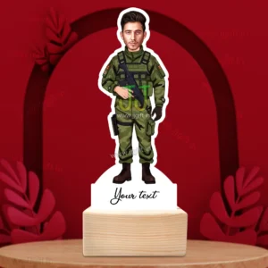 Army Soldier Caricature Standee Gift, Personalized Military Figurine with Face, Unique Gift for Indian Army Officers, Soldiers or Army Lovers