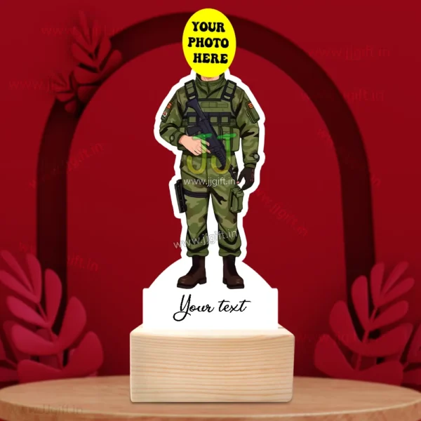 Army Soldier Caricature Standee Gift, Personalized Military Figurine with Face, Unique Gift for Indian Army Officers, Soldiers or Army Lovers - Image 3