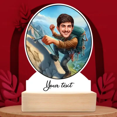 Climb & Conquer – Personalized Mountaineer Caricature Standee, Custom Gift For Peak Performer