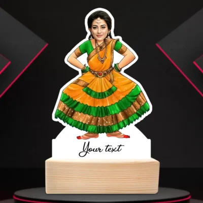 Custom Caricature Standee of Female Bharatanatyam Performer, Unique Dance Art Gift for Girls