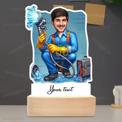 Custom Plumber Caricature Standee Gift - Perfect Gift for Pipe Technicians, Personalized Gift for Pipe Fitt