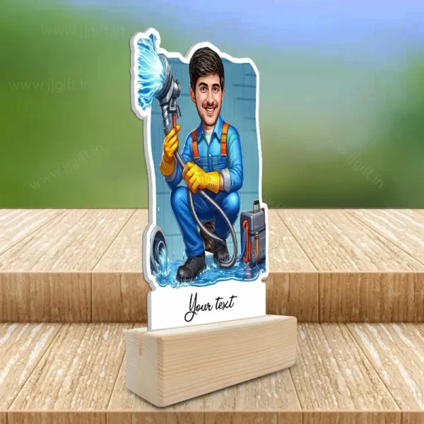 Custom Plumber Caricature Standee Gift - Perfect Gift for Pipe Technicians, Personalized Gift for Pipe Fitt - Image 2