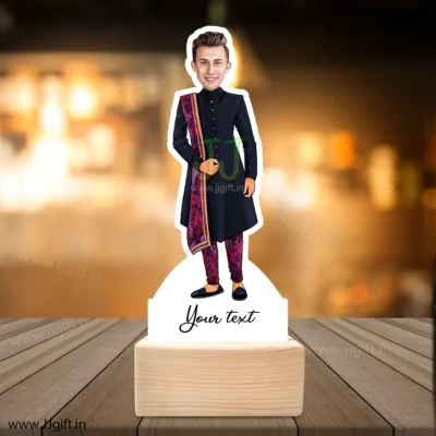 Customized Groom Caricature in Traditional Indian Sherwani - Perfect Wedding Gift or Table Decor for Groom to Be