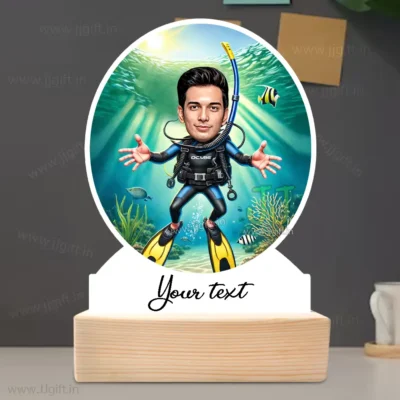Deep Dive Delight – Personalized Scuba Diver Standee, Custom Scuba Art Standee, AquaQuest – Caricature For Diver Standee Gift