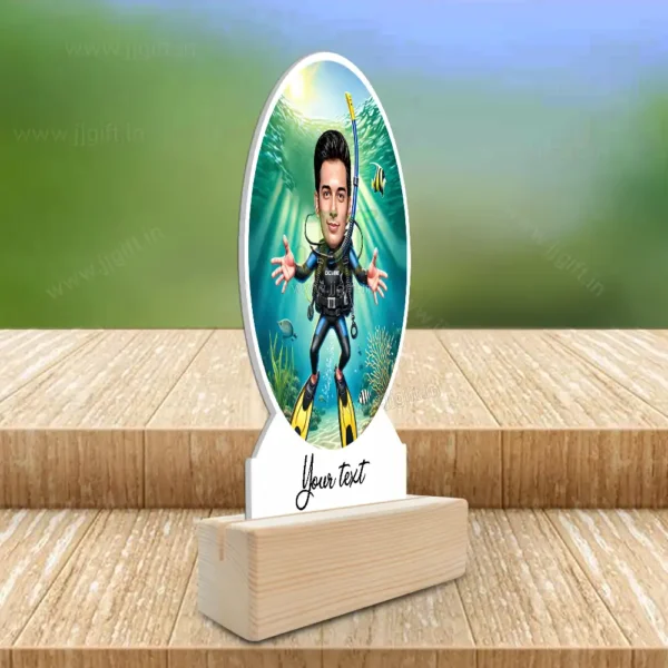 Deep Dive Delight – Personalized Scuba Diver Standee, Custom Scuba Art Standee, AquaQuest – Caricature For Diver Standee Gift - Image 2